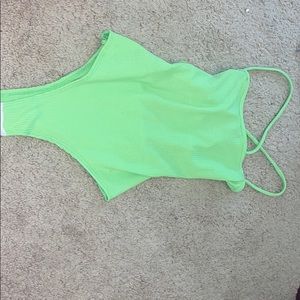cross back green bodysuit
